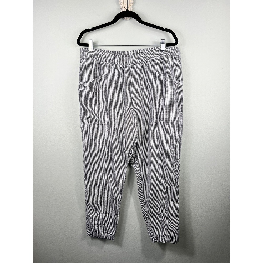 Old Navy Women's‎ Pants Linen High-Rise Straight Taper Leg Striped XL